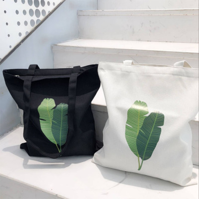 Leaf canvas bag single-shoulder female cross-large capacity student Korean canvas bag handbag simple handbag