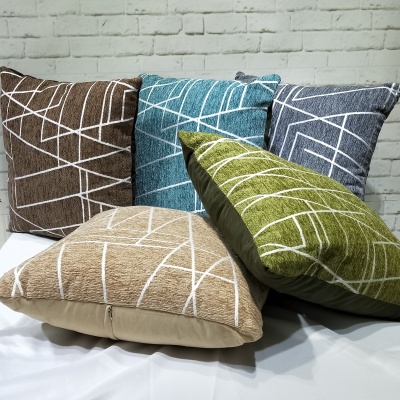 Modern simple stripe plaid pattern chenille jacquard pillow cover office sofa home cushion cover wholesale