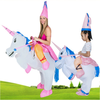 Manufacturers direct sale of a trade hot style children riding unicorn inflatable clothing holiday party performance clothing