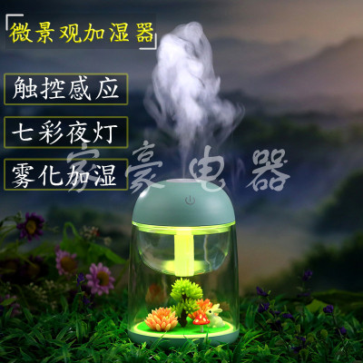 Simulation micro landscape mini humidifier household quiet bedroom air purification small lovely night light humidifier