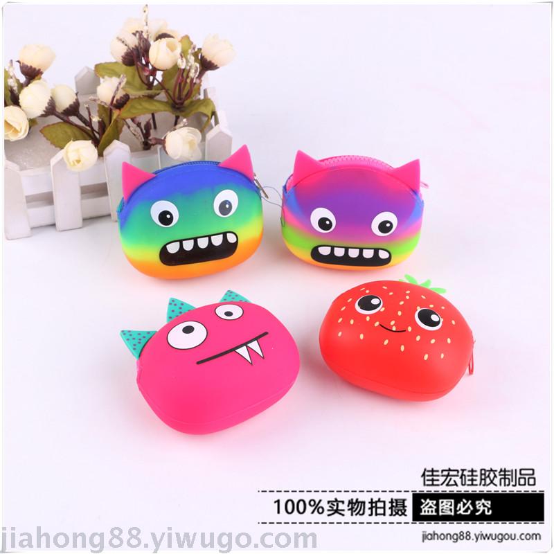 硅胶促销零钱包 创意魔鬼拉链包 卡通动物硬币收纳包批发