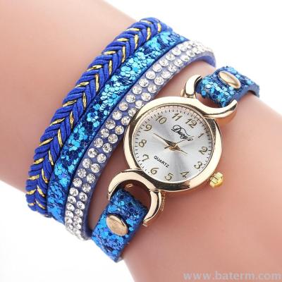 2019 new fashion twine sequin braid multi-level ladies bracelet watch with long strap watch