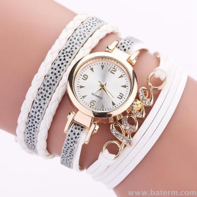 2019 new fashion twine three-loop love multi-layer ladies bracelet watch with long strap watch