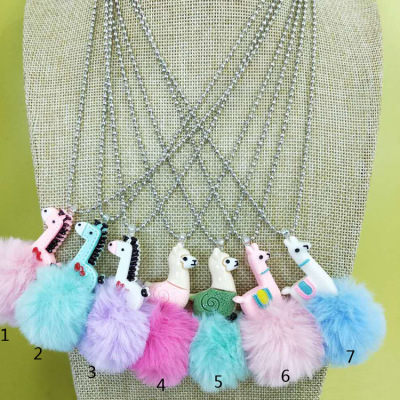 Children's jewelry cartoon resin colorful lamb alpaca BFF necklace pendant fashion girls and Children's collar girl