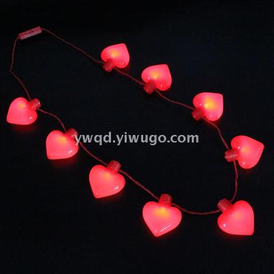 ZD Factory Direct Sales Luminous Bulb Necklace Led Glowing Necklace Big Peach Heart Luminous Necklace Foreign Trade Popular Style
