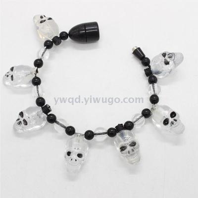 ZD Manufacturer Foreign Trade Popular Style LED Luminous Bracelet Magnet Bracelet Halloween Luminous Bracelet Skull Lighting Chain