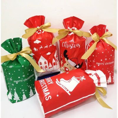 New Christmas New Year Gift Drawstring Bag Candy Baking Bag Cute Gift Packaging Drawstring Bag 50 PCs
