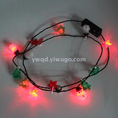 ZD Factory Direct Sales Christmas Tree Snowman Luminous Necklace Led Glowing Necklace Foreign Trade Popular Style Christmas Hot Sale