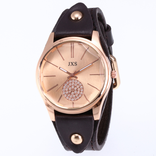 watch foreign trade recommendation fashion best-seller vintage genuine leather rhinestone dial women‘s quartz watch one-piece delivery