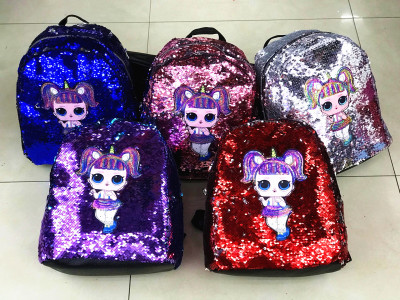 Surprise doll color change sequin backpack parent-child backpack children's backpack student cartoon bag creative bag