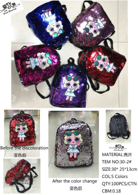 Surprise doll color change sequin backpack parent-child backpack children's backpack student cartoon bag creative bag