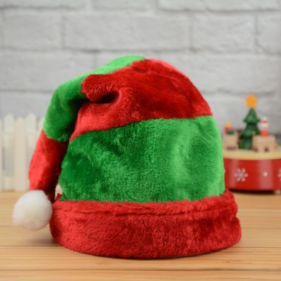 Christmas Hat Plush Red and Green Strip Curved Adult Christmas Hat Christmas Decorations Christmas Holiday Party