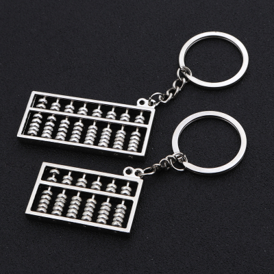 Small Abacus Keychain Metal Mini Key Ring Car Pendant Key Chain 8 Gear Movable Abacus Beads Lettering