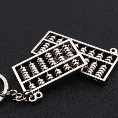 Creative Small Abacus Keychain Metal Mini Key Ring Car Pendant Key Chain 6 Gear Movable Abacus Beads