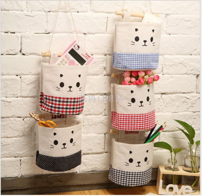 Cotton and Linen Single Pocket Hanging Storage Bag Hanging Bag Wall-Mounted Storage Bag Closet Door Rear Fabric Debris Storage Bag