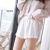 Summer new silk slip large wave lace home loose three-quarter trousers