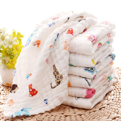 Pure cotton baby home gauze six layer square baby feeding towel baby saliva towel face towel wholesale