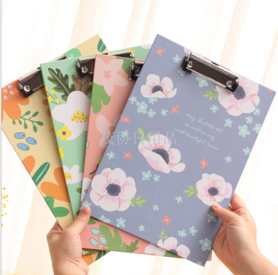 Flower Series A4 File Folder Tablet Clip Bill File Folder Document Folder Clip Paper Writing Pad