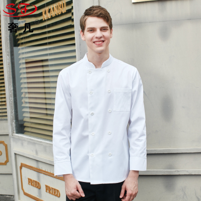 Chef's long sleeve work clothes men's black back kitchen uniform western restaurant chef's thin style workwear can be cu