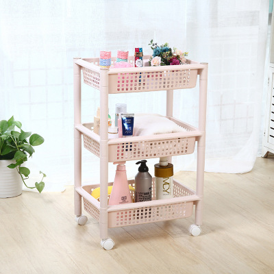 Multifunctional plastic pulley type storage shelf kitchen shelf living room bedroom toilet shelf