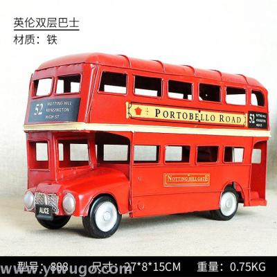 Iron art retro British double-decker bus furnishings creative home furnishings for living room, cafe and bar