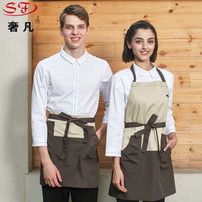 Korean version of apron fashion hanging neck type adjustable women's restaurant home kitchen anti-oil apron custom logo 