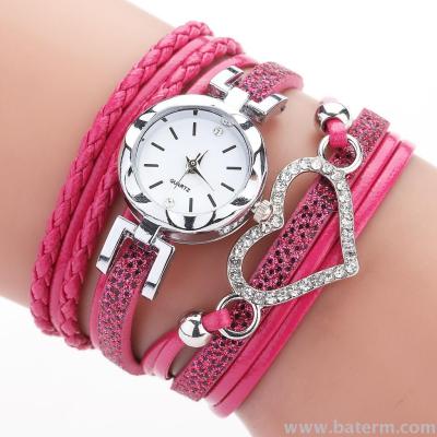 2019 new fashion twine three-loop love multi-level ladies bracelet watch with long strap watch