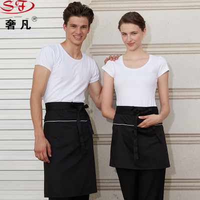 Half apron Korean version of the stylish men's hotel western restaurant apron coffee shop work in black custom half apro