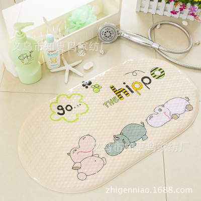 Happy hippopotamus bathroom non - slip mat bathroom small room foot mat bathtub children cartoon bath mat with suction cup