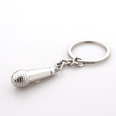 Simulation zinc alloy microphone keychain creative craft gift microphone KTV souvenir mini microphone