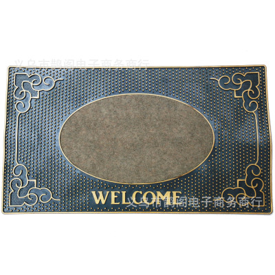 Shida European-Style Rectangular Flower Villa Style Non-Slip Absorbent Carved Thickened PVC Foot Pad Door Mat Wholesale Direct Sales