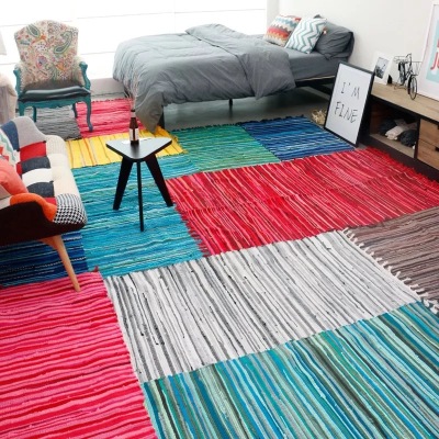 Pinstripe Rainbow Fishing Line Cloth Cushion Placemat Tatami Mat Wholesale Large Quantity Ethnic Style Carpet Rainbow Mat