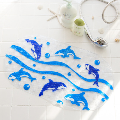 Cartoon dolphin bathroom non - slip mat bathroom small room foot mat bathtub children Cartoon bath mat with suction cup