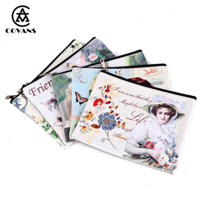 PU leather digital printed banknote loose change file cosmetics storage simplicity hand file bag to map custom