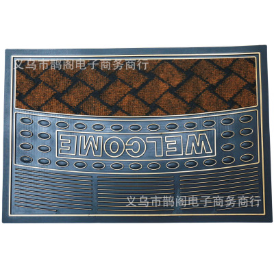 Shida European-Style Rectangular Flower Villa Style Non-Slip Absorbent Carved Thickened PVC Foot Pad Door Mat Wholesale Direct Sales