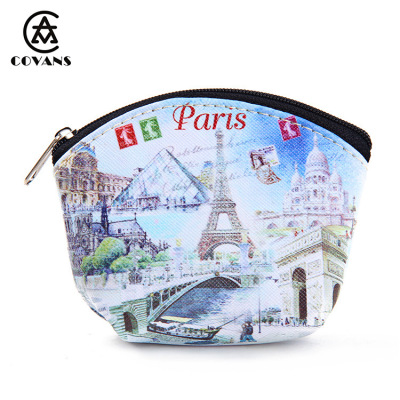 European and American PU leather digital printed change headphone line data line lady purse to custom manufacturers direct sales
