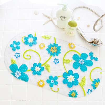 Blue and green, flower bathroom non - slip mat bathroom small room foot mat bathtub children cartoon bath mat with suction cup