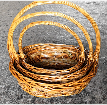 Three-piece wicker wicker basket with fruit basket and flower basket