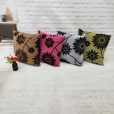 Manufacturers direct flower pattern jacquard chenille pillow cover soft home cushion cover wholesale