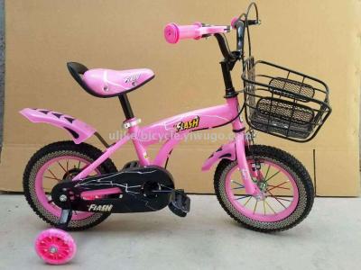 Bicycle 12141620 boys and girls with flashing wheel cart basket buggy