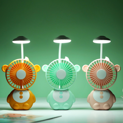 Multi-function monkey spirit desk lamp small fan USB charging mobile power mini handheld small fan