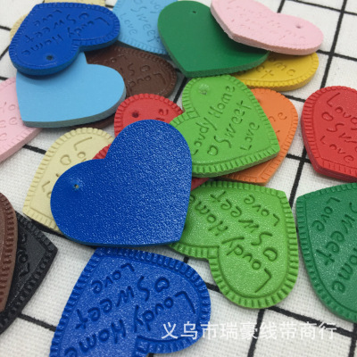 Ruihao DIY accessories Korea version color leather lettering heart - shaped hanging tags