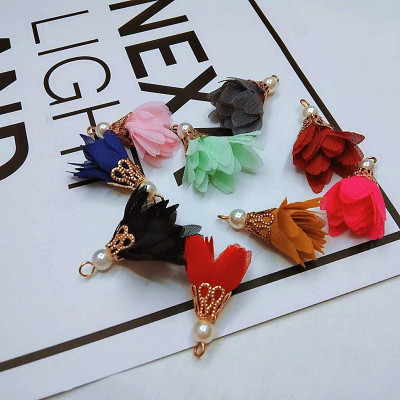 Chiffon flower fringe material diy romantic temperament accessories pendant accessories headwear brooch accessories