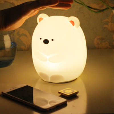 Creative dull bear colorful silicone night light USB charging cartoon LED bear night light remote control pat light