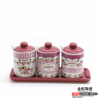 Manufacturers direct selling ceramic materials spice jar set kitchen containers with a variety of colors