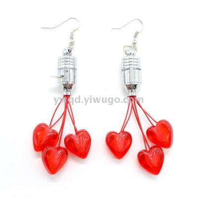 ZD Factory Direct Sales Foreign Trade Popular Style Heart-Shaped LED Ear Stud Luminous Toys Cheering Props Party Supplies