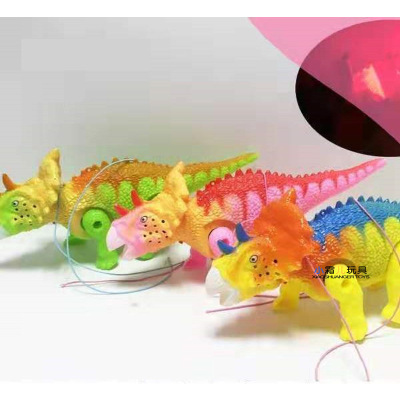 Children's educational electric light rope dinosaur toy 6603 simulation electric triceratops animal doll set
