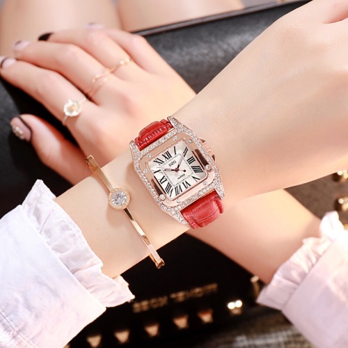 Popular Korean Style High-End Fashion Diamond Women‘s Belt Watch Simple Roman Digital Square Diamond Quartz Women‘s Watch Wholesale