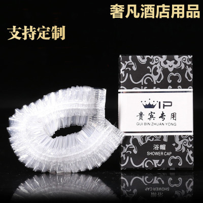 High-grade hotel disposable supplies guesthouse homestay thickened disposable shower cap waterproof transparent wholesal