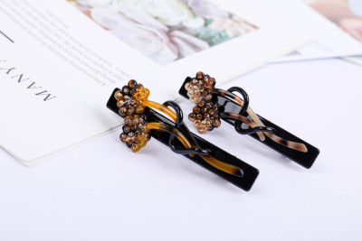 Retro Ornament Korean Style Ponytail Clip Spring Clip Hair Pressing Clip Headwear Female Headdress Flower Korean Hairpin Hair